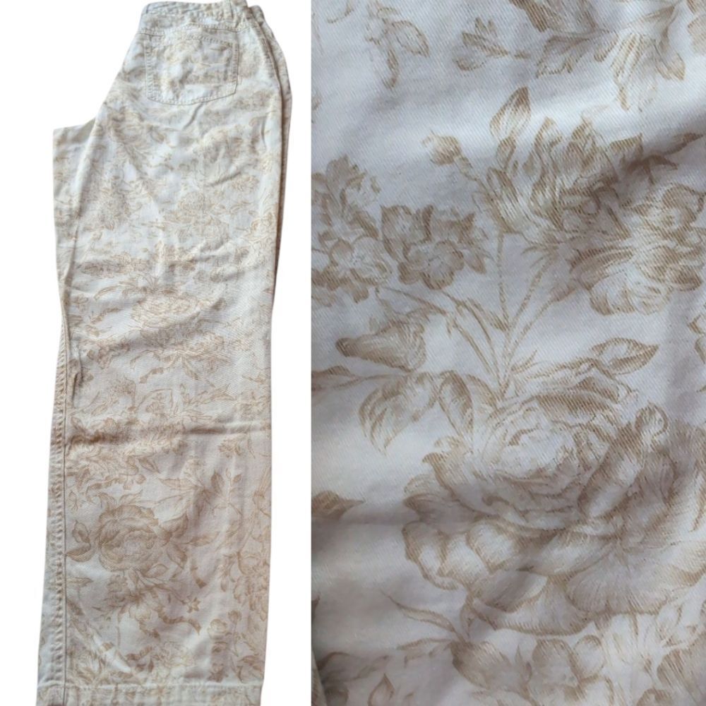 Talbots Cream and Tan Floral  Jeans